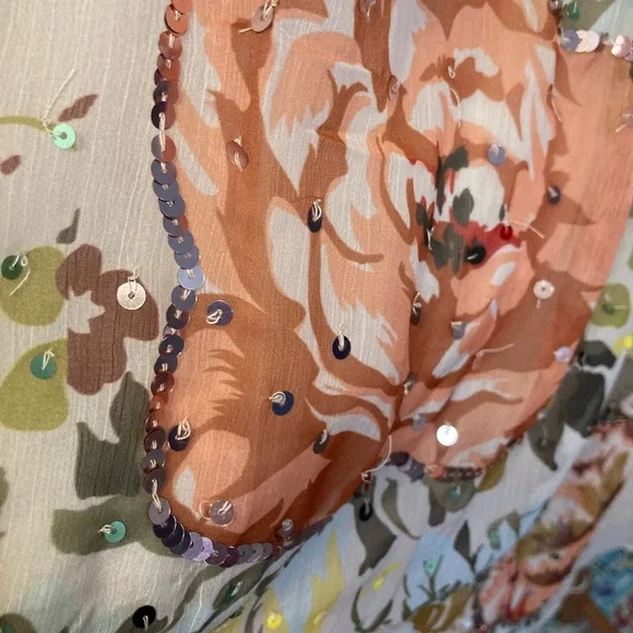 Soft Surroundings Floral Skirt in peach blush and Pink NWOT extra sequins - Picture 4 of 6